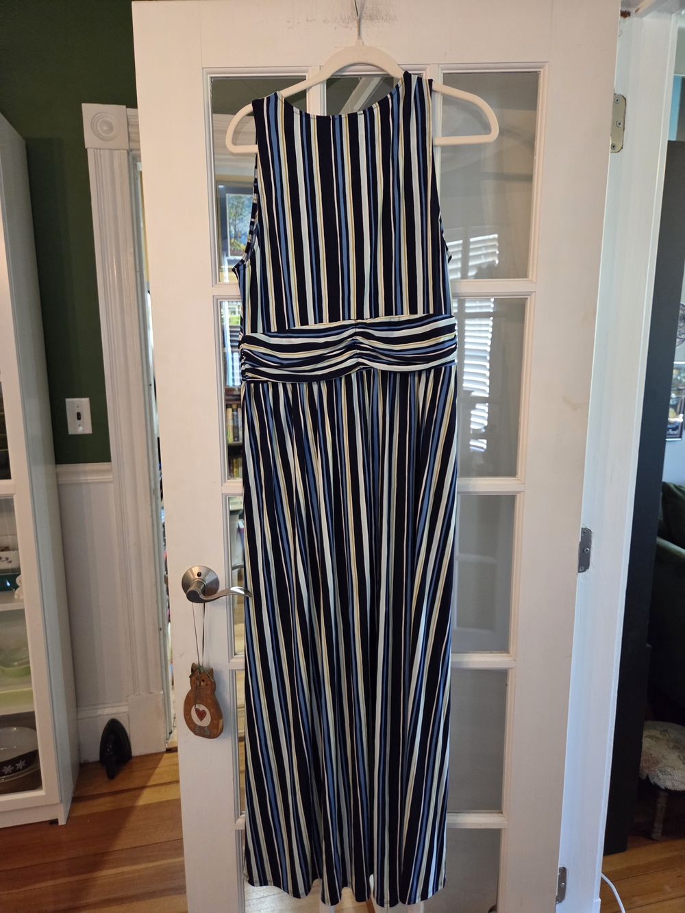 Leota Sleeveless V-Neck Striped Maxi Dress in Navy, White & Light Blue - Size XL - Picture 5 of 11